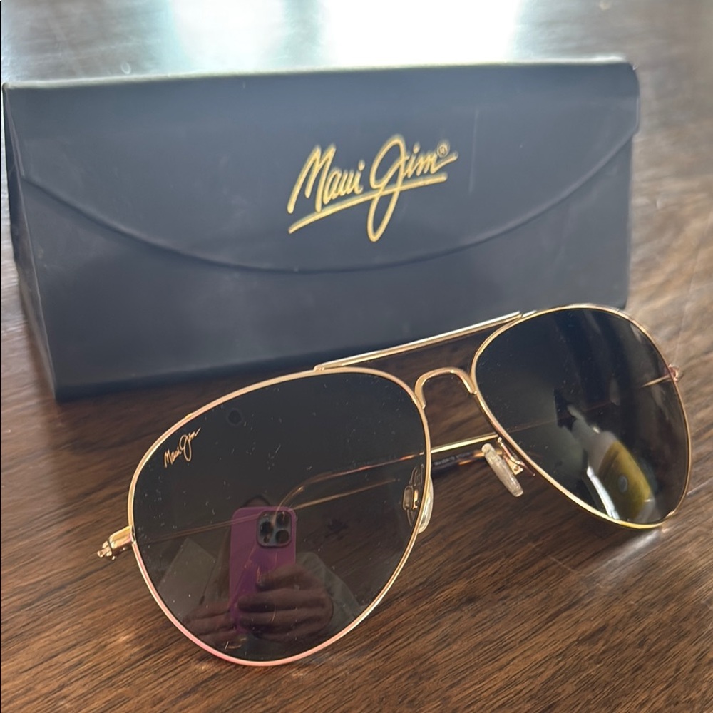 Maui Jim Gold Aviator Sunglasses